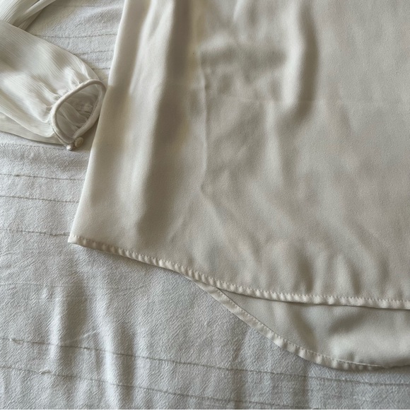 Apt. 9 • Ivory Sheer Yoke Blouse with Eyelash Lace Ribbon • Size Small - Picture 3 of 9